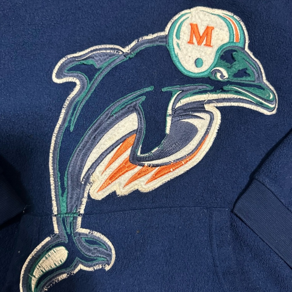Vintage 1990s - NFL Miami Dolphins blue fleece hoodie